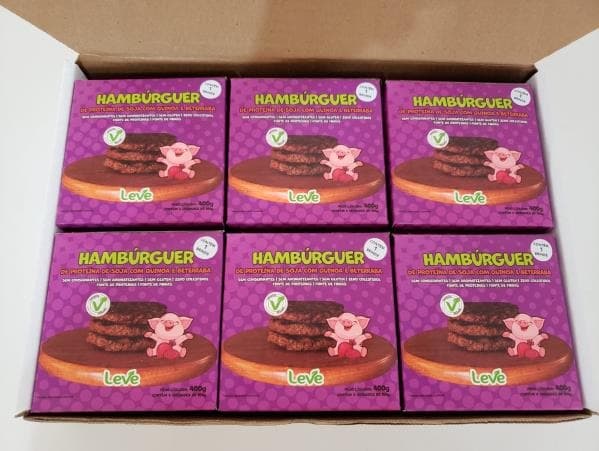 Caixa com 6 caixinhas do Hambúrguer de Quinoa & Beterraba